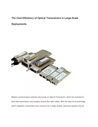The Cost Efficiency of Optical Transceivers in Large-Scale Deployments