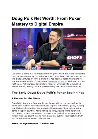 doug polk net worth from poker mastery to digital