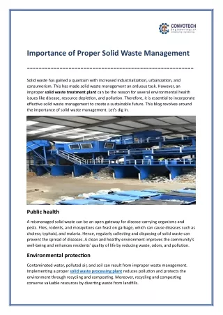 Why Proper Solid Waste Management is Important?