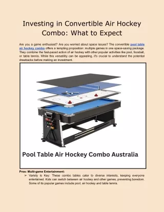 Investing in Convertible Air Hockey Combo: What to Expect