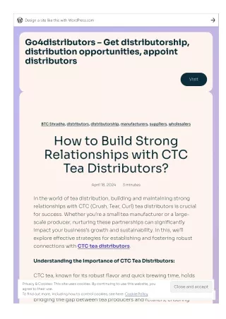 How to Build Strong Relationships with CTC Tea Distributors?