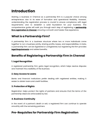 Step-by-Step Guide to Partnership Firm Registration in Chennai