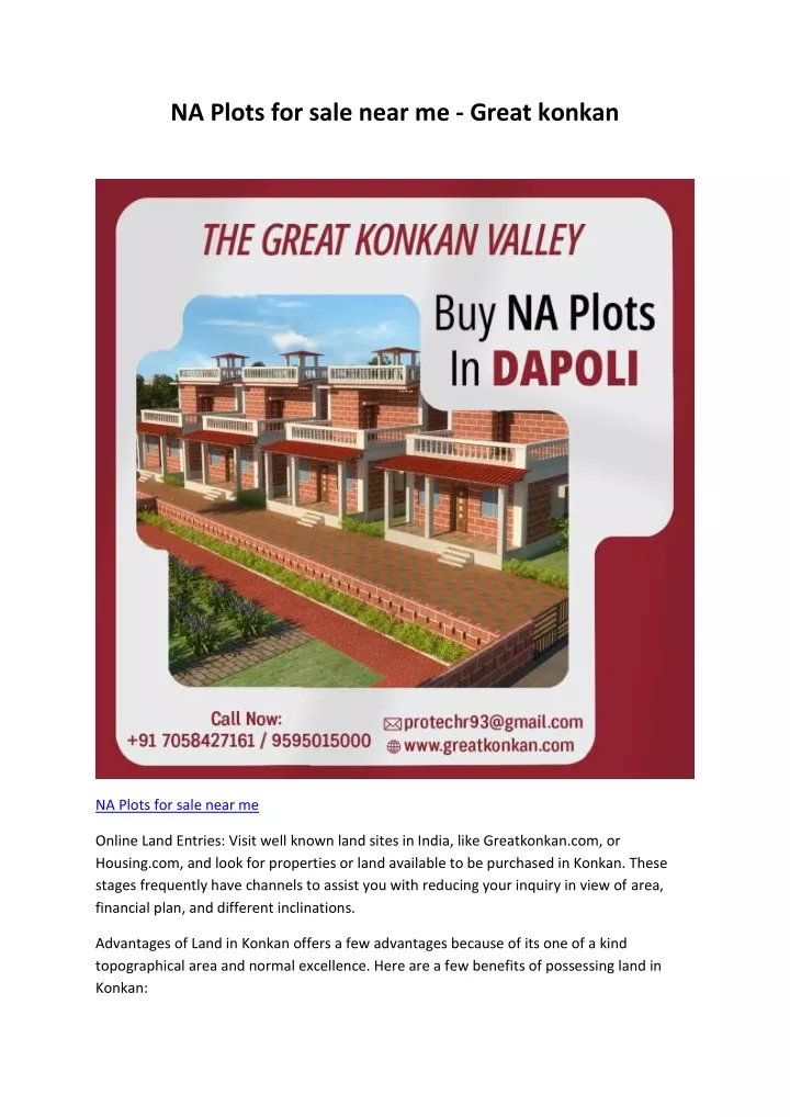 na plots for sale near me great konkan