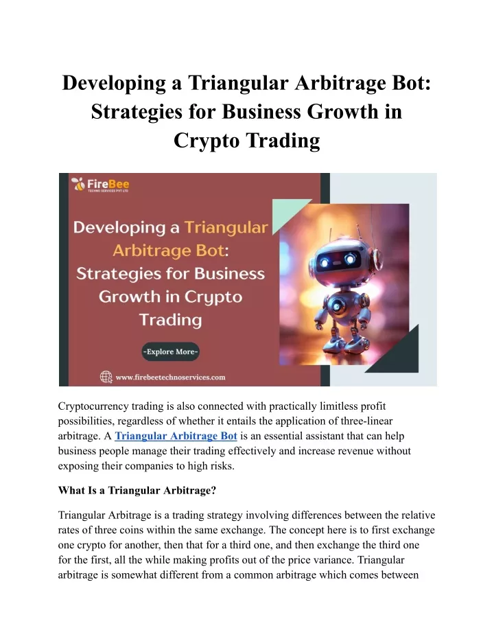 developing a triangular arbitrage bot strategies