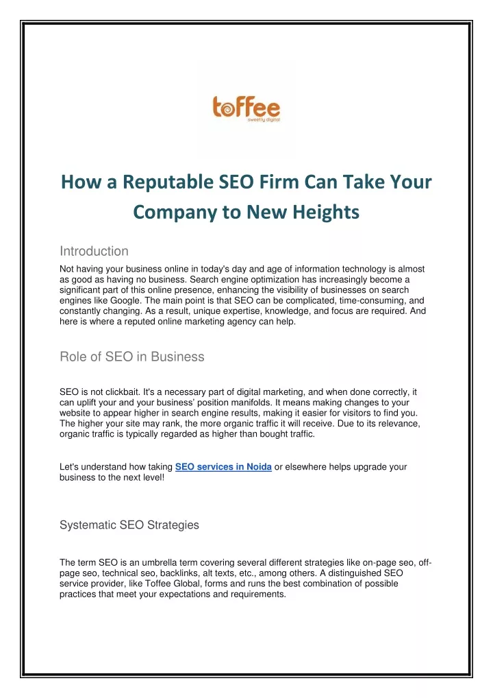 how a reputable seo firm can take your company