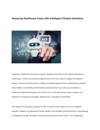 Reducing Healthcare Costs with Intelligent Chatbot Solutions