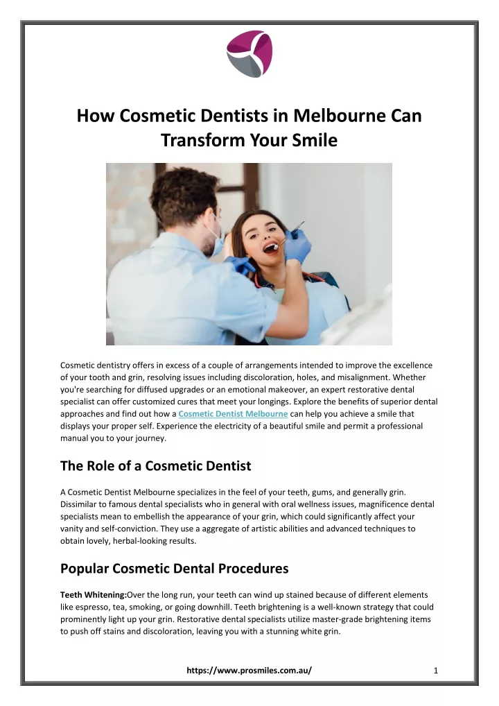 how cosmetic dentists in melbourne can transform