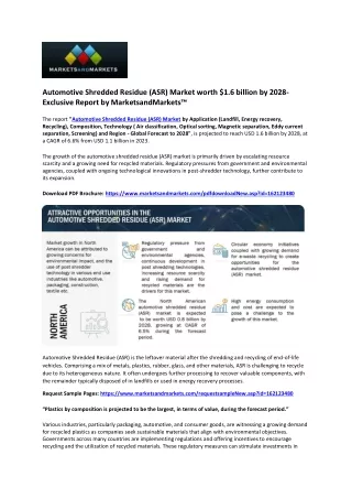 Automotive Shredded Residue (ASR) Market to Reach $1.6 Billion by 2028 Amid Risi