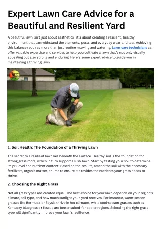 Expert Lawn Care Advice for a Beautiful and Resilient Yard