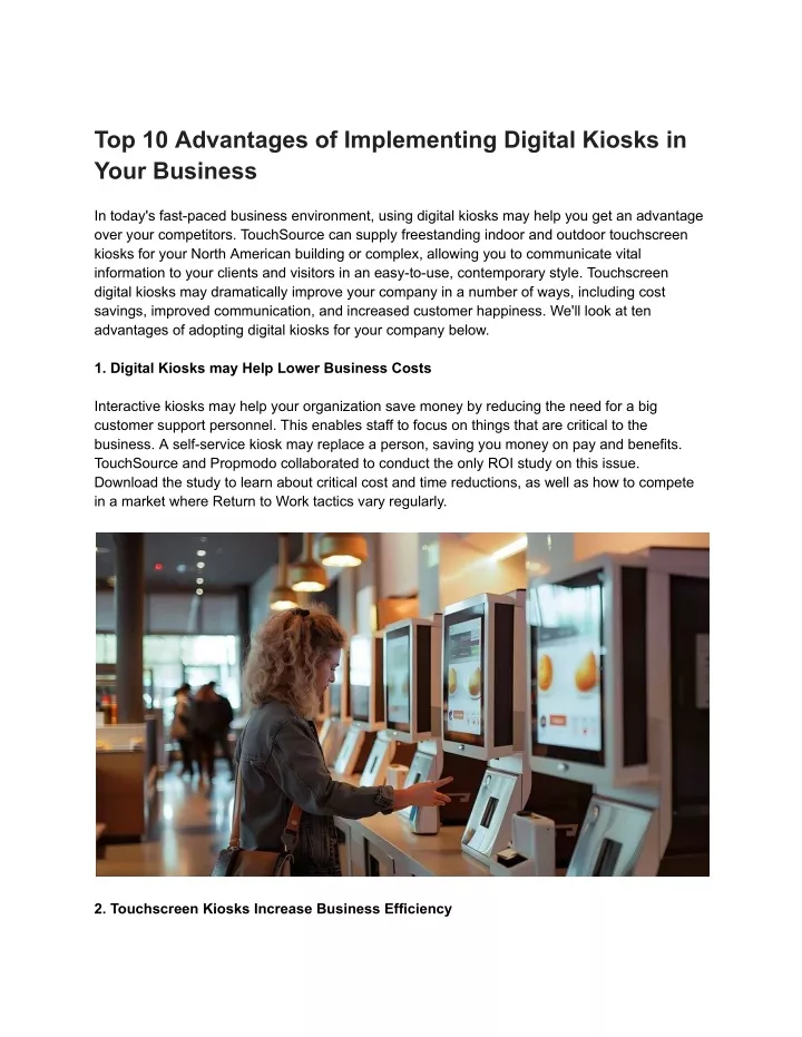 top 10 advantages of implementing digital kiosks