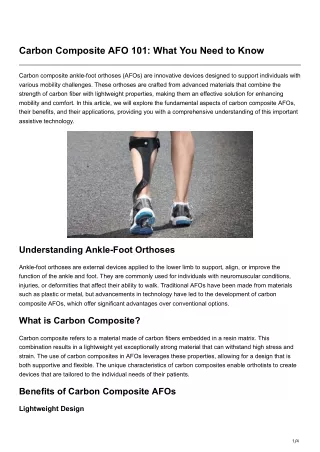 Carbon Composite AFO 101 What You Need to Know