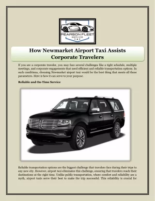 How Newmarket Airport Taxi Assists Corporate Travelers