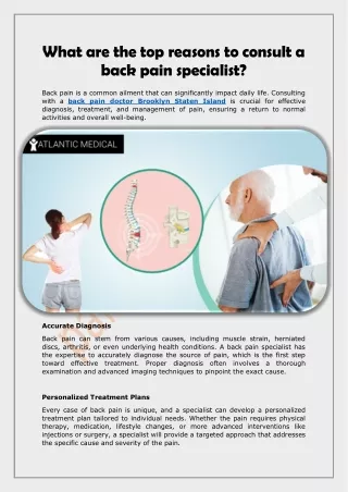 What are the top reasons to consult a back pain specialist