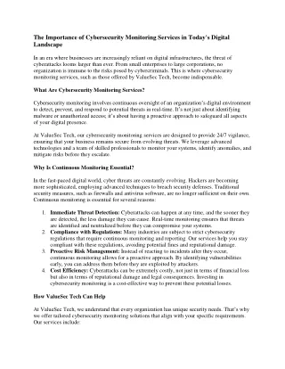 the importance of cybersecurity monitoring