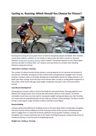 Cycling vs. Running Which Should You Choose for Fitness