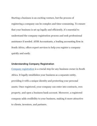 Process of registering a company in South Africa