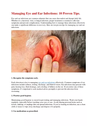 managing eye and ear infections 10 proven tips