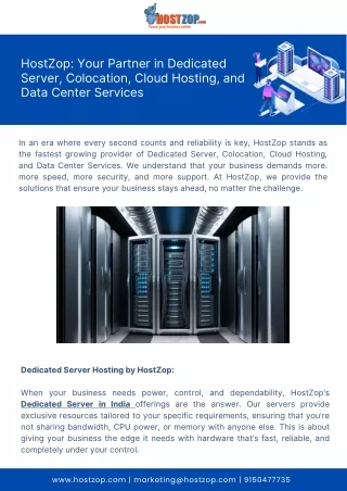 HostZop: Your Partner in Dedicated Server, Colocation, Cloud Hosting