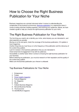 How to Choose the Right Business Publication for Your Niche