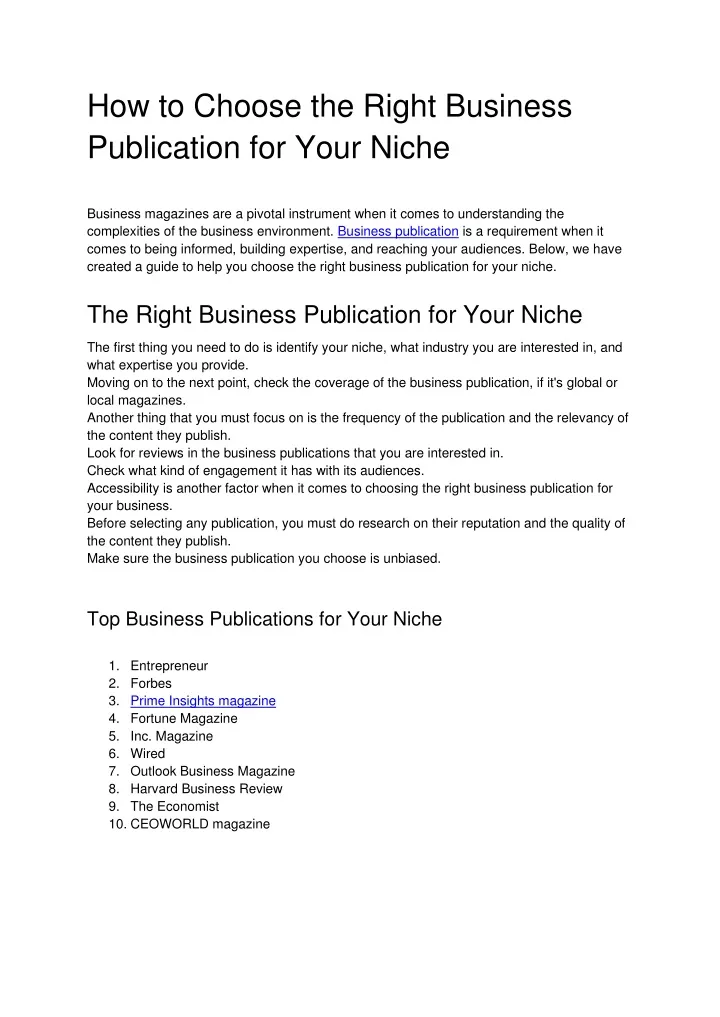 how to choose the right business publication