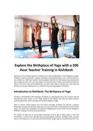 Explore the Birthplace of Yoga with a 200 Hour Teacher Training in Rishikesh