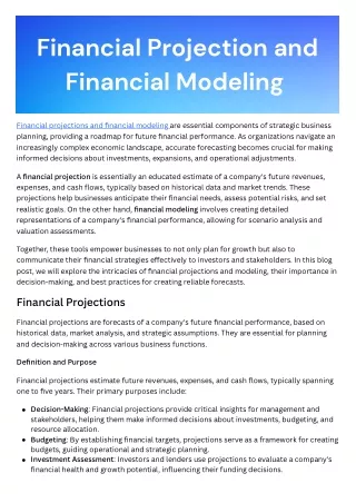 Financial Projection and Financial Modeling A Comprehensive Overview