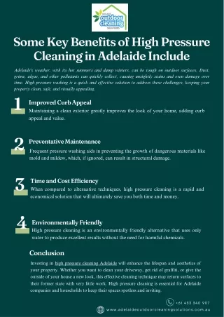 Some Key Benefits of High Pressure Cleaning in Adelaide Include