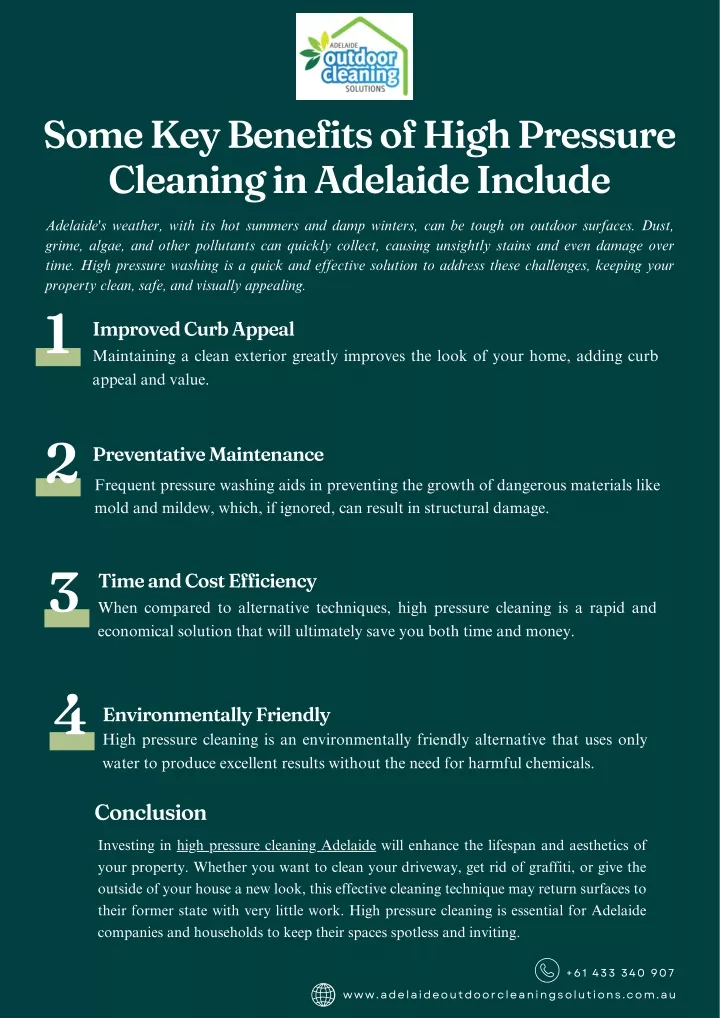 some key benefits of high pressure cleaning