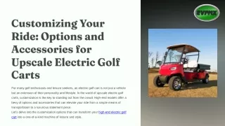 Customizing Your Ride Options and Accessories for Upscale Electric Golf Carts