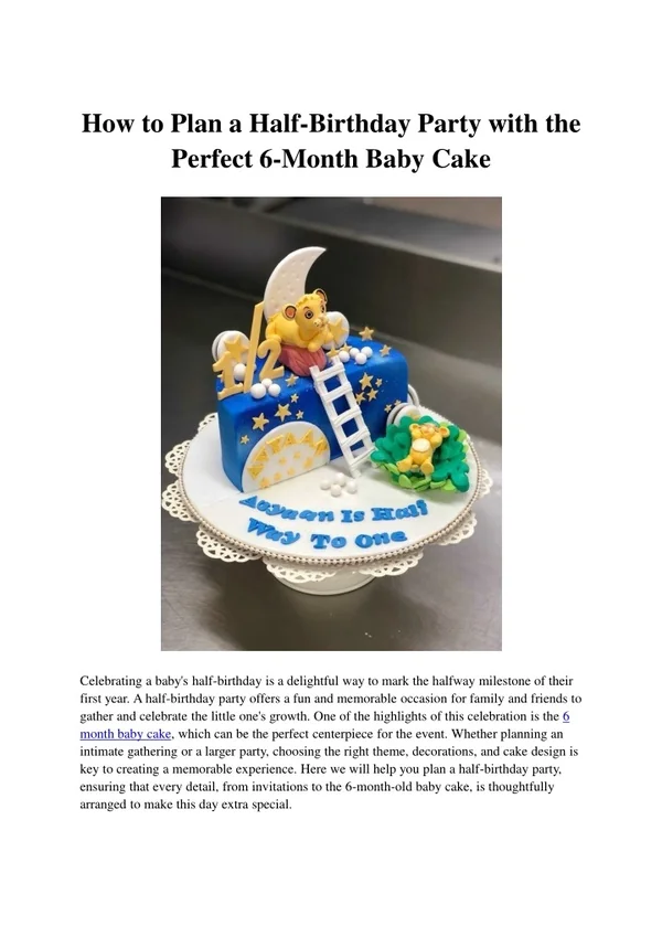 How to Plan a Half-Birthday Party with the Perfect 6-Month Baby Cake