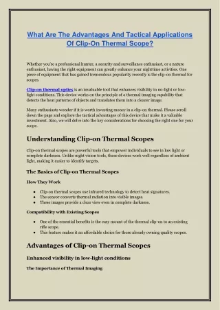 Clip-on thermal optics