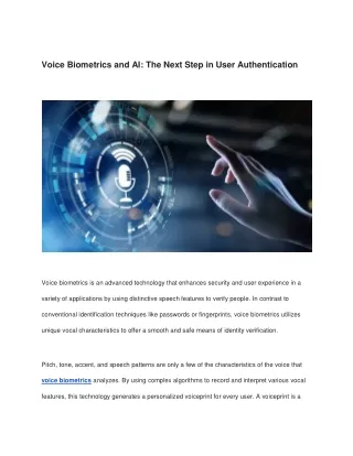 Voice Biometrics and AI_ The Next Step in User Authentication