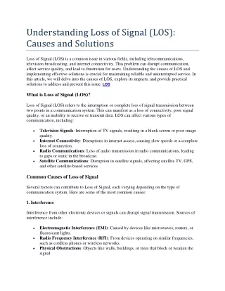 understanding loss of signal los causes