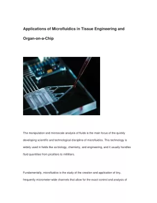 Applications of Microfluidics in Tissue Engineering and Organ-on-a-Chip