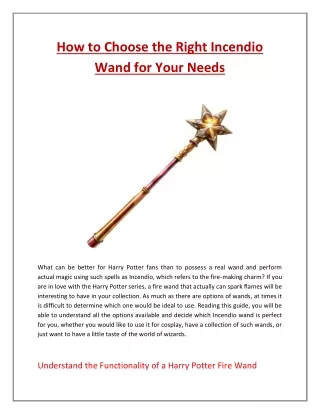 How to Choose the Right Incendio Wand for Your Needs