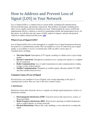 how to address and prevent loss of signal los in your network