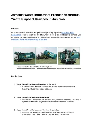 jamaica waste industries premier hazardous waste