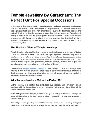 Temple Jewellery By Caratcharm: The Perfect Gift For Special Occasions