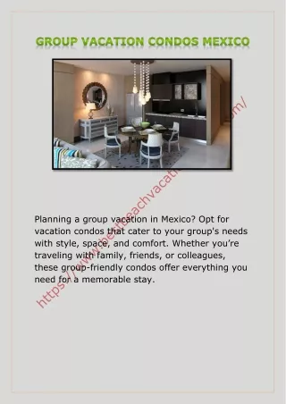 GROUP VACATION CONDOS MEXICO