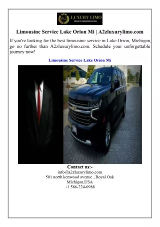 Limousine Service Lake Orion Mi  A2zluxurylimo.com