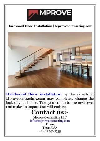 Hardwood Floor Installation  Mprovecontracting.com