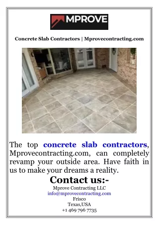 Concrete Slab Contractors  Mprovecontracting.com