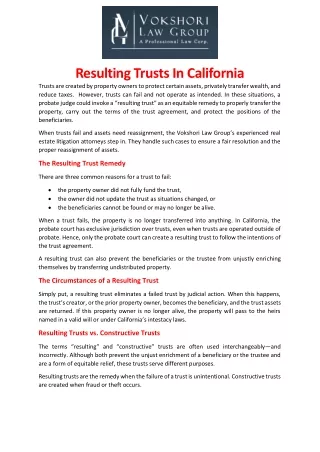 Resulting Trusts In California