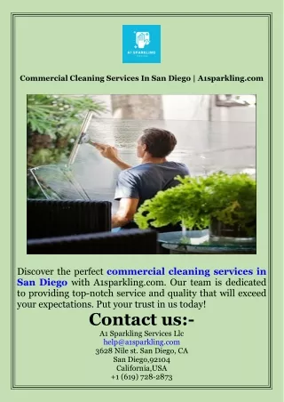 Commercial Cleaning Services In San Diego  A1sparkling.com