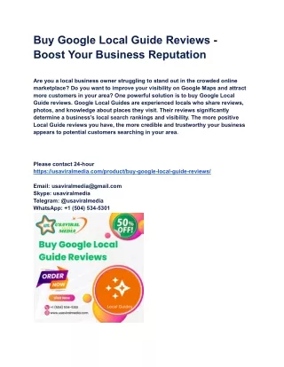 Buy Google Local Guide Reviews - Boost Your Business Reputation