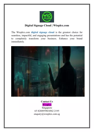 Digital Signage Cloud | Wioplex.com