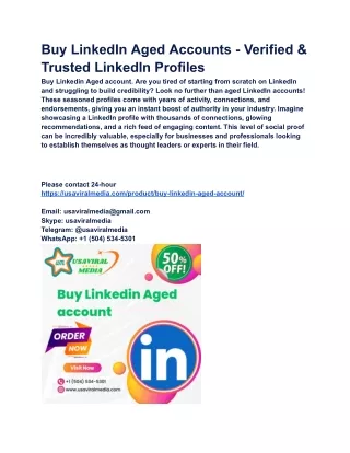 Buy LinkedIn Aged Accounts - Verified & Trusted LinkedIn Profiles