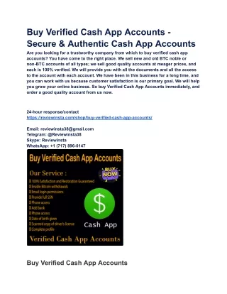 Buy Verified Cash App Accounts - Secure & Authentic Cash App Accounts