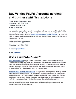 Buy Verified PayPal Accounts personal and business with Transactions 5