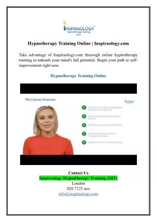 Hypnotherapy Training Online | Inspiraology.com